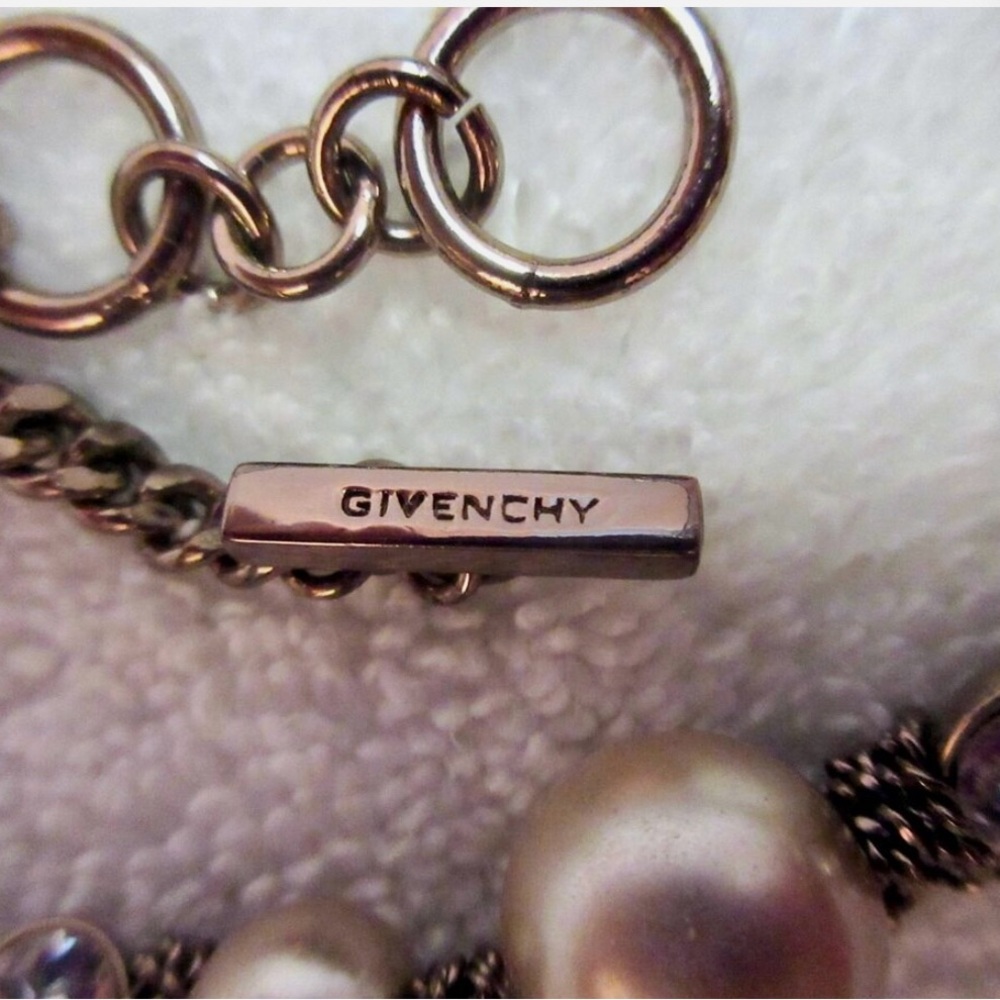 Givenchy Pearl Rhinestone Single Chain Necklace In Brown - Picture 7 of 7